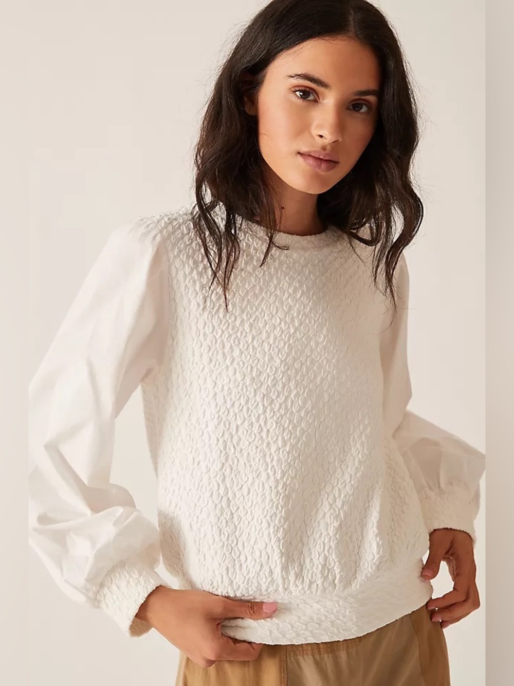 NEW Anthropologie Porridge Textured Sweatshirt Crewneck Long Sleeve XS *664